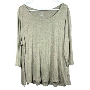 J.Jill Pure Jill Supersoft Elliptical Tee 2X Gray 3/4‎ Sleeve Modal Rayon Plus